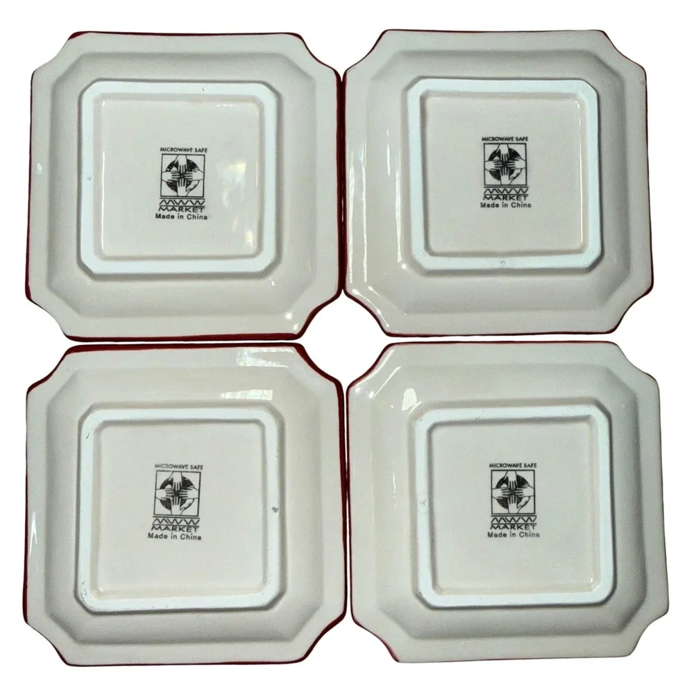 MWW Market Rooster Mini Plates Set 4 Leghorn‎ Cockerel Cuckoo Maran 3D Ceramic